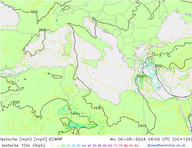 Isotachs (mph) ECMWF  06.05.2024 06 UTC