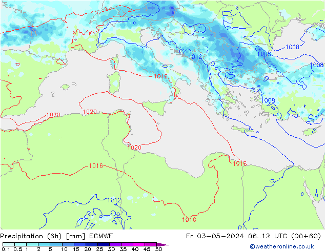 Z500/Rain (+SLP)/Z850 ECMWF Fr 03.05.2024 12 UTC