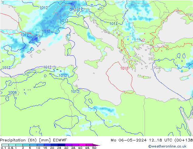 Z500/Rain (+SLP)/Z850 ECMWF pon. 06.05.2024 18 UTC