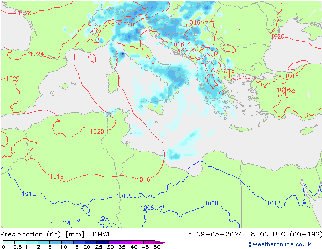 Z500/Rain (+SLP)/Z850 ECMWF Th 09.05.2024 00 UTC