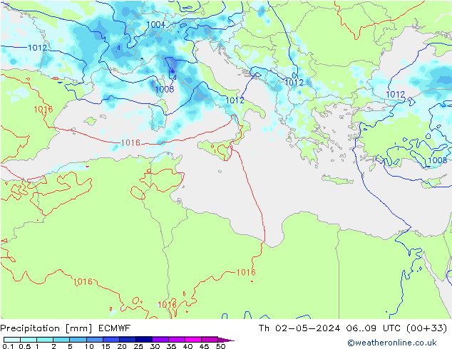 Precipitation ECMWF Th 02.05.2024 09 UTC