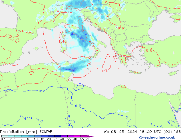 precipitação ECMWF Qua 08.05.2024 00 UTC