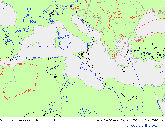 ciśnienie ECMWF śro. 01.05.2024 03 UTC