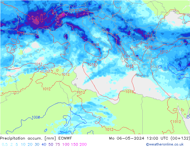 Precipitation accum. ECMWF  06.05.2024 12 UTC