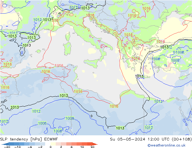 SLP tendency ECMWF Su 05.05.2024 12 UTC