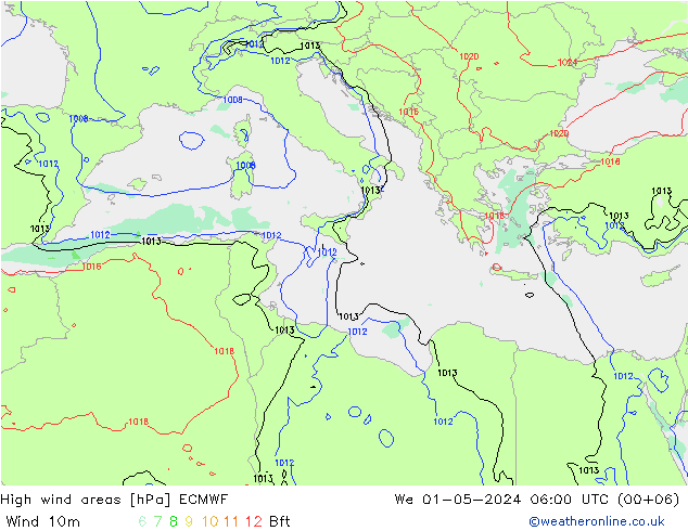Windvelden ECMWF wo 01.05.2024 06 UTC