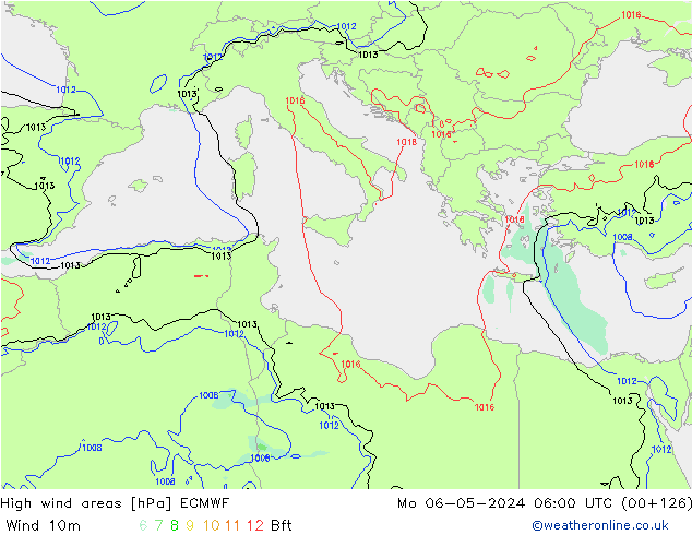 High wind areas ECMWF  06.05.2024 06 UTC