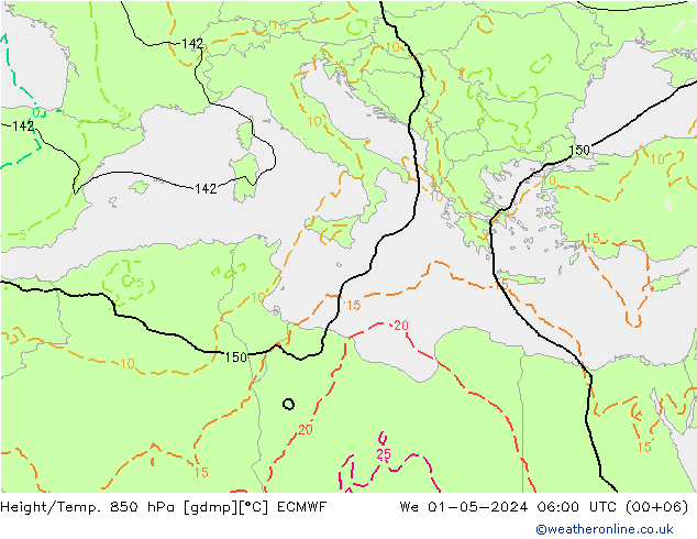 Z500/Rain (+SLP)/Z850 ECMWF Qua 01.05.2024 06 UTC