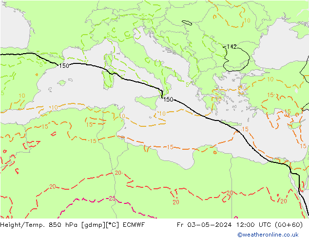 Z500/Rain (+SLP)/Z850 ECMWF Sex 03.05.2024 12 UTC