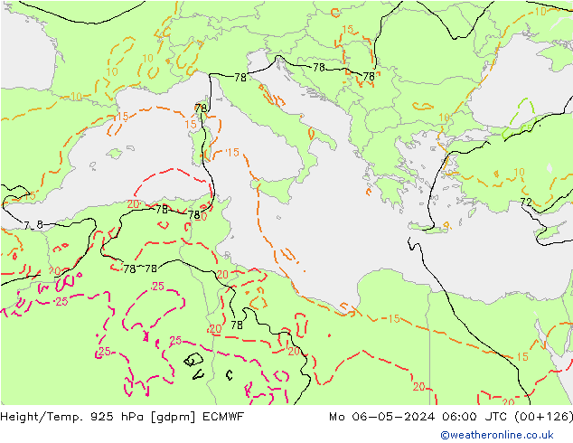 Height/Temp. 925 hPa ECMWF  06.05.2024 06 UTC