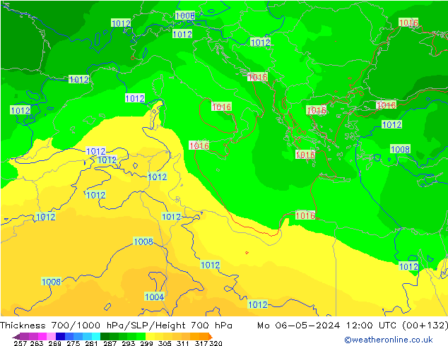 Thck 700-1000 hPa ECMWF Mo 06.05.2024 12 UTC