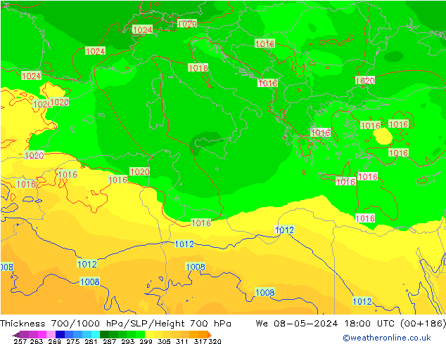 Thck 700-1000 hPa ECMWF St 08.05.2024 18 UTC