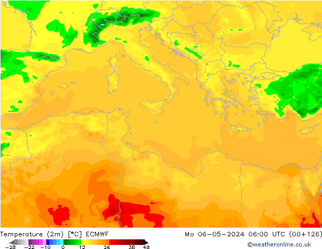 Temperaturkarte (2m) ECMWF Mo 06.05.2024 06 UTC