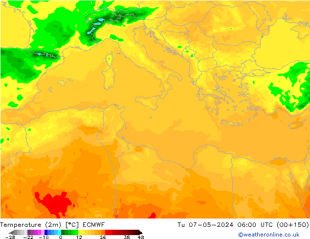 Temperatura (2m) ECMWF mar 07.05.2024 06 UTC