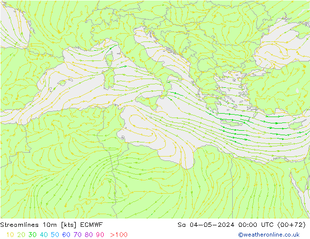 Stroomlijn 10m ECMWF za 04.05.2024 00 UTC