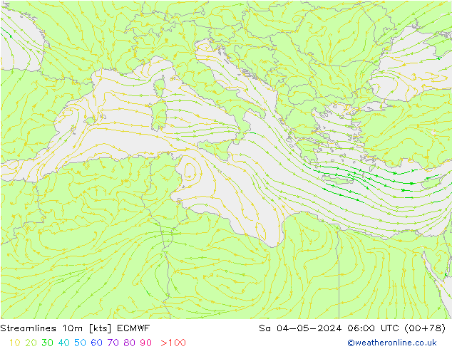 Stromlinien 10m ECMWF Sa 04.05.2024 06 UTC