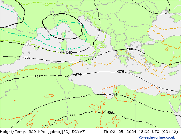 Z500/Regen(+SLP)/Z850 ECMWF do 02.05.2024 18 UTC