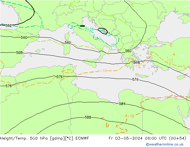 Z500/Rain (+SLP)/Z850 ECMWF Fr 03.05.2024 06 UTC