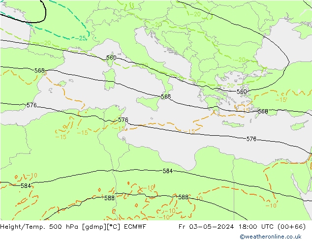 Z500/Rain (+SLP)/Z850 ECMWF ven 03.05.2024 18 UTC