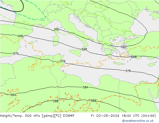 Z500/Yağmur (+YB)/Z850 ECMWF Cu 03.05.2024 18 UTC