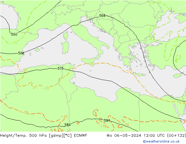 Z500/Rain (+SLP)/Z850 ECMWF пн 06.05.2024 12 UTC