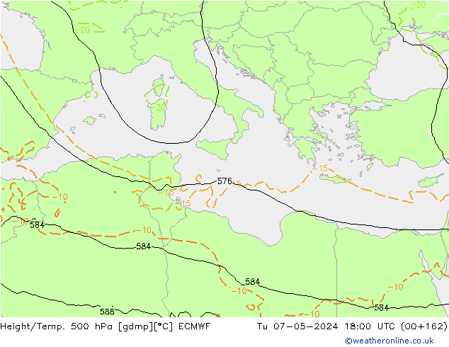 Height/Temp. 500 hPa ECMWF Tu 07.05.2024 18 UTC