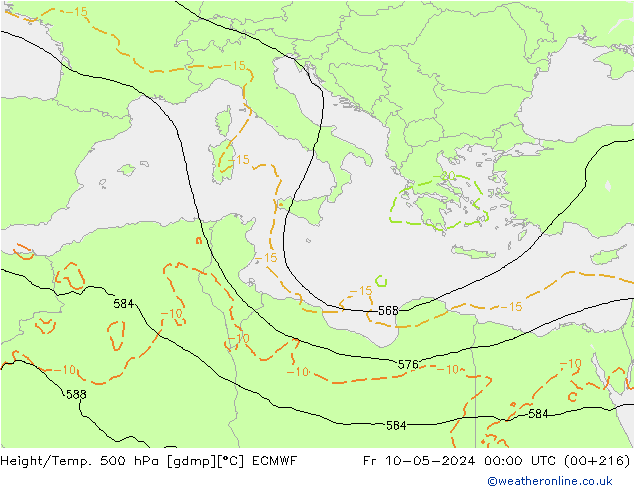 Height/Temp. 500 hPa ECMWF pt. 10.05.2024 00 UTC