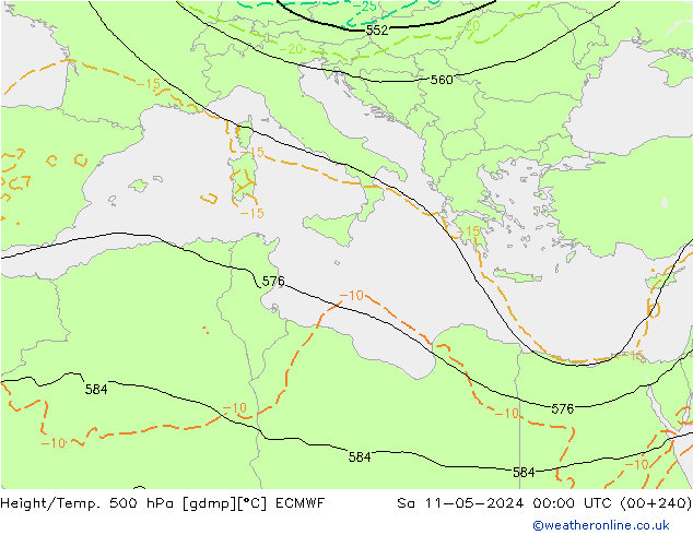 Height/Temp. 500 hPa ECMWF So 11.05.2024 00 UTC