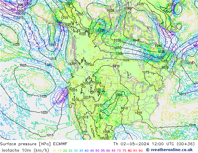 Eşrüzgar Hızları (km/sa) ECMWF Per 02.05.2024 12 UTC