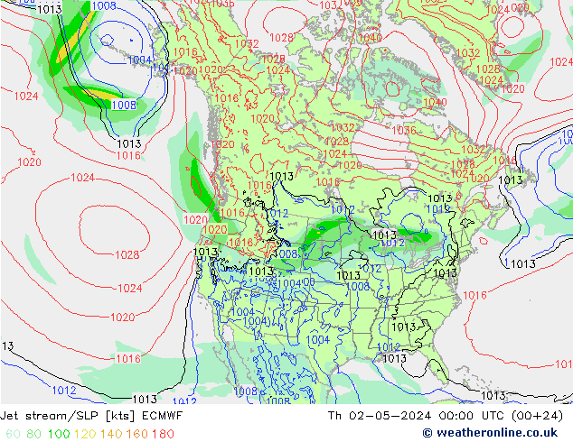 джет/приземное давление ECMWF чт 02.05.2024 00 UTC