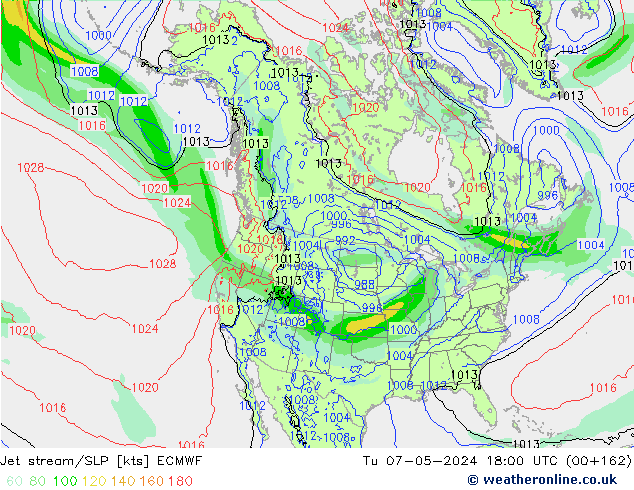 Jet stream/SLP ECMWF Tu 07.05.2024 18 UTC