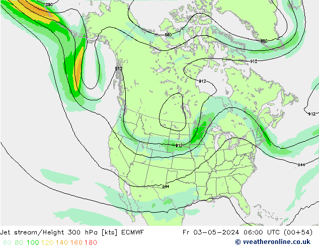 Corriente en chorro ECMWF vie 03.05.2024 06 UTC