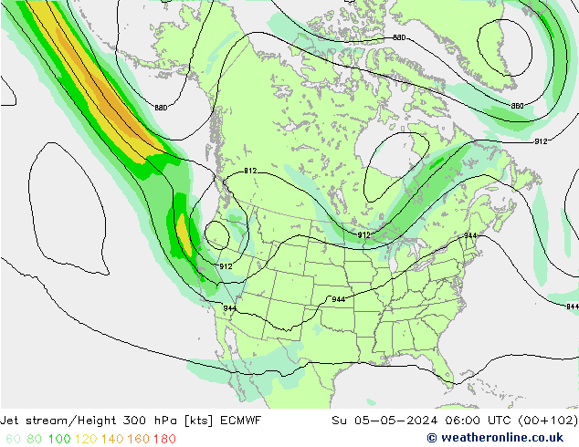 Jet stream ECMWF Dom 05.05.2024 06 UTC