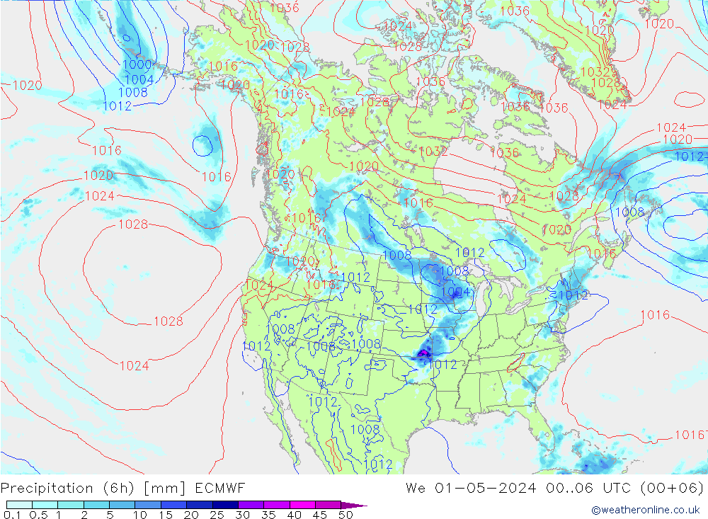 Z500/Rain (+SLP)/Z850 ECMWF Qua 01.05.2024 06 UTC