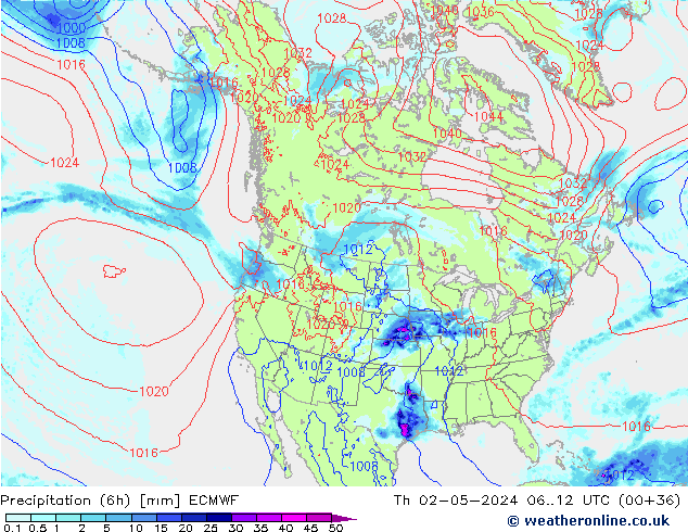 Z500/Rain (+SLP)/Z850 ECMWF Do 02.05.2024 12 UTC