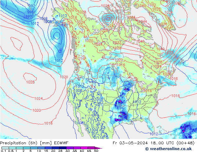 Z500/Rain (+SLP)/Z850 ECMWF Sex 03.05.2024 00 UTC