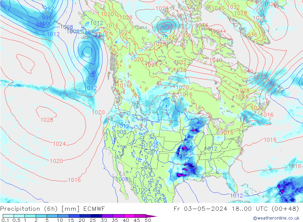 Z500/Rain (+SLP)/Z850 ECMWF Fr 03.05.2024 00 UTC