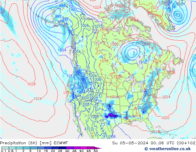 Precipitação (6h) ECMWF Dom 05.05.2024 06 UTC