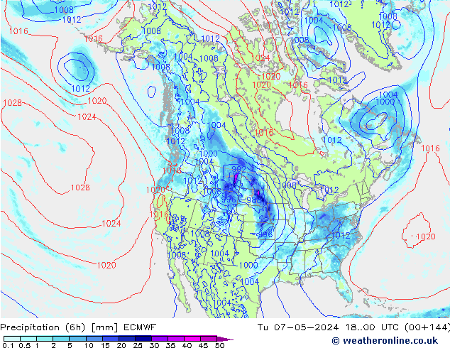 Z500/Rain (+SLP)/Z850 ECMWF Tu 07.05.2024 00 UTC