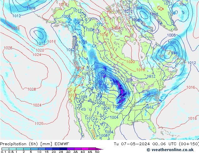 Z500/Rain (+SLP)/Z850 ECMWF Tu 07.05.2024 06 UTC