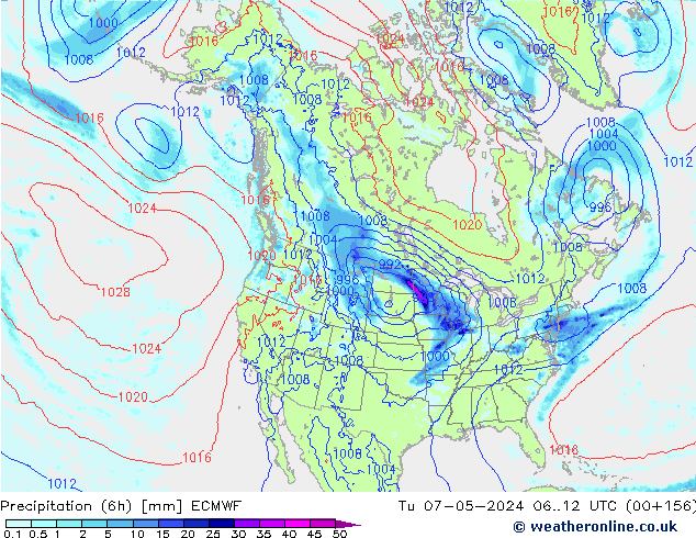 Z500/Rain (+SLP)/Z850 ECMWF Tu 07.05.2024 12 UTC