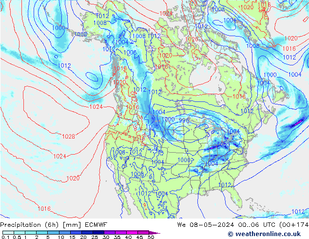 Z500/Rain (+SLP)/Z850 ECMWF Qua 08.05.2024 06 UTC