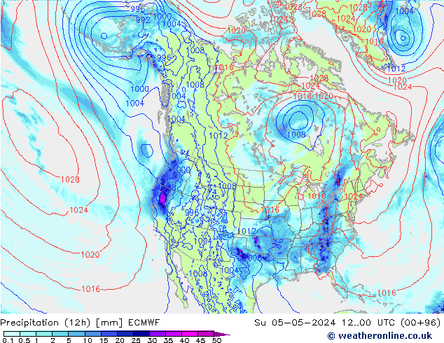 Precipitação (12h) ECMWF Dom 05.05.2024 00 UTC