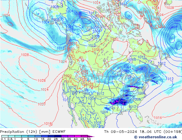 Precipitazione (12h) ECMWF gio 09.05.2024 06 UTC