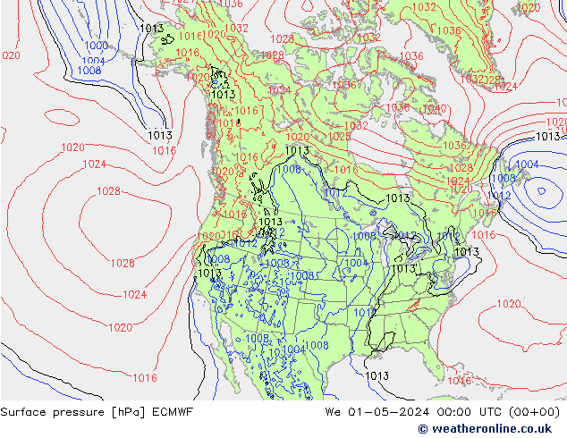 Bodendruck ECMWF Mi 01.05.2024 00 UTC