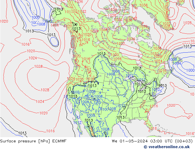 Bodendruck ECMWF Mi 01.05.2024 03 UTC