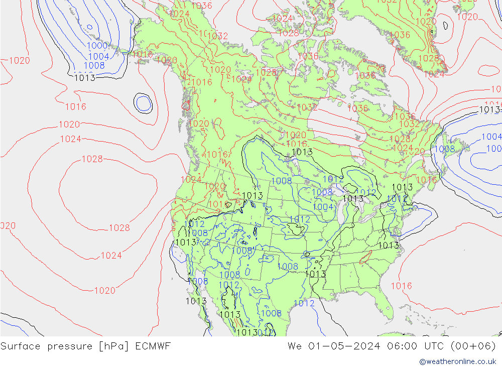 Bodendruck ECMWF Mi 01.05.2024 06 UTC