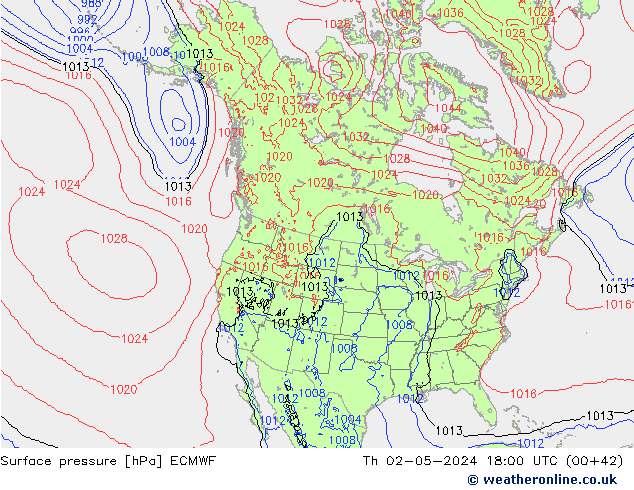 Surface pressure ECMWF Th 02.05.2024 18 UTC