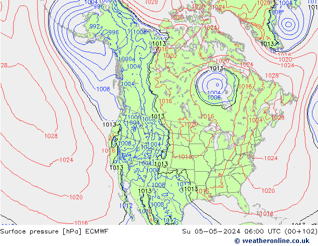 Surface pressure ECMWF Su 05.05.2024 06 UTC