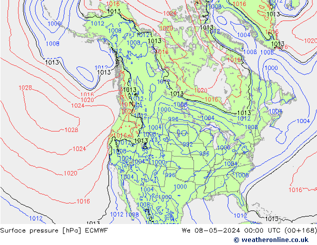 Atmosférický tlak ECMWF St 08.05.2024 00 UTC